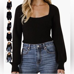 Endless Rose ribbed bishop sleeve sweater 
Black medium